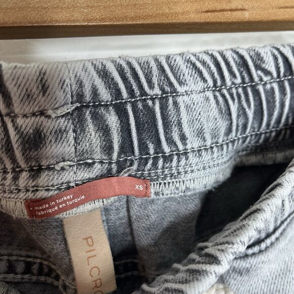 Pilcro Drawstring Acid Wash Denim Jeans Black Gray Womens Size XS High Rise - Picture 5 of 8